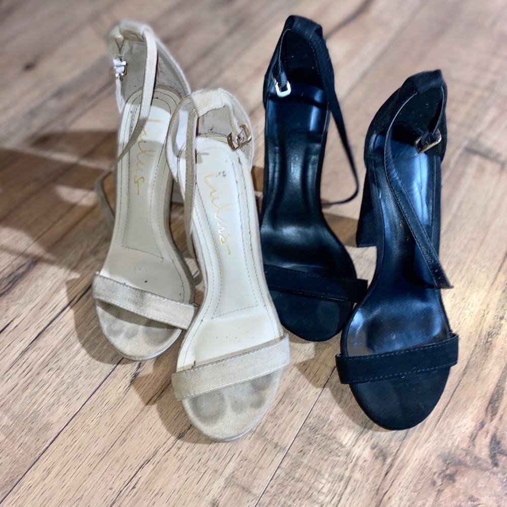 Lulus Strap Heel Bundle | Two Pairs: Black & Beige
